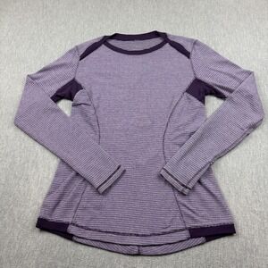 Lululemon Shirt Womens 8 Purple Mini Check Pique Base Runner‎ Long Sleeve Yoga